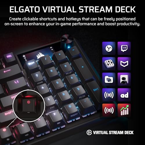 Corsair Vanguard 96 Wired Mechanical Gaming Keyboard – 96% Layout, MLX Fusion Tactile Switches, 8000Hz Polling, LCD Display, Virtual Stream Deck, G-Keys, SOCD Flashtap, QWERTY US – Black - style: Tactile Fusion Switches