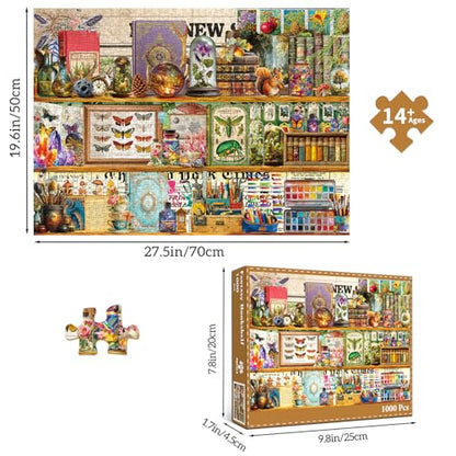 1000 Piece Puzzles for Adults,Fantasy Bookshelf Jigsaw Puzzle 1000 Pieces for Adults Seniors,Challenging Family Games Holiday Party Gifts -1:1 Poster Interlock Perfectly Letter on Back - color: Fantasy Bookshelf