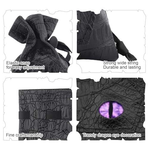 Haxtec Dragon Dice Bag PU Leather DND Dice Pouch with 3D Glass Dragon Eye, Small Drawstring Bag for Dungeons & Dragons, D&D Gamer Gifts for Dragon Lovers, Patent D893867