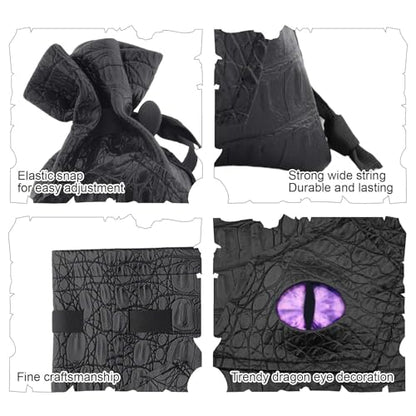 Haxtec Dragon Dice Bag PU Leather DND Dice Pouch with 3D Glass Dragon Eye, Small Drawstring Bag for Dungeons & Dragons, D&D Gamer Gifts for Dragon Lovers, Patent D893867