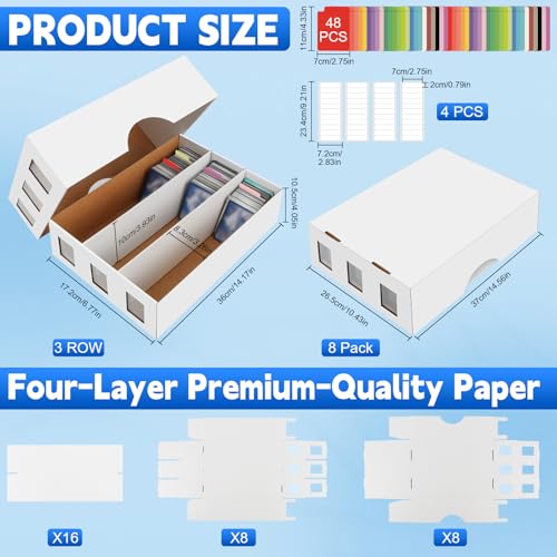 8 Pack Trading Card Storage Box, 18800+ Count Card Storage Box with 48 Card Divider White Sports Card Storage Box Cardboard Card Organizer Box Bulk Card Case Trading Card Box for Sport Basketball Card - style: 8 Set-2