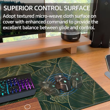 KTRIO Large Gaming Mouse Pad, Desk Mat, 31.5 x 15.7 in, Golden Leaves, XXL | Smooth Micro-Weave Surface, Artistic Pattern Design, Non-Slip Rubber Base, Durable Stitched Edges, Office & Home Use - color: Golden Leaves, size: 31.5l X 15.7w Inches