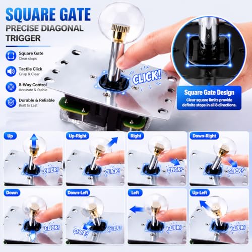 Arcade Joystick Gamepad DIY Joystick Arcade Game Fighting Stick Replacement Parts Pin Circuit Board with Ball Head - color: white