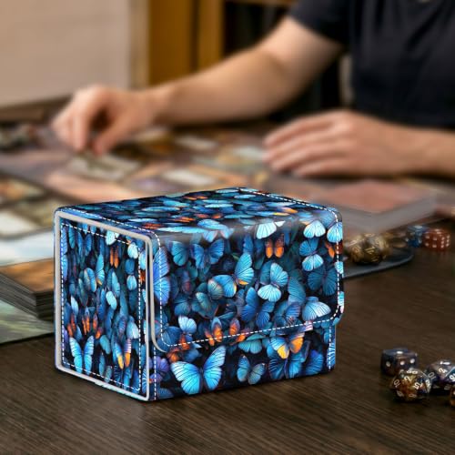 Card Deck Box for MTG Trading Cards with Magnetic Closure,Premium Card Storage Box Case Cover for TCG CCG Magic Cards,Blue Butterfly - color: Blue Butterfly