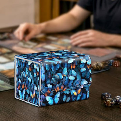 Card Deck Box for MTG Trading Cards with Magnetic Closure,Premium Card Storage Box Case Cover for TCG CCG Magic Cards,Blue Butterfly - color: Blue Butterfly