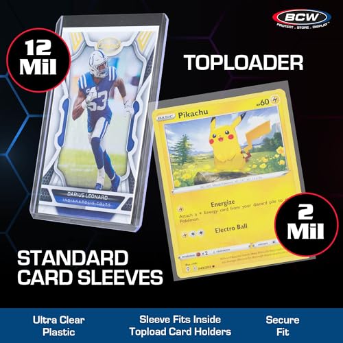 BCW Card Sleeves and Toploaders for Card Combo - 500 Count | Premium Top Loaders and Acid-Free Penny Sleeves | Great for Football, Magic: The Gathering, Pokémon, and Baseball Card Protectors - size: 500 Pack