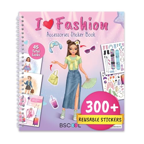 I Love Fashion Designer Kit for Girls – 45 Looks, 300+ Stickers | Reusable sticker activity book with 300+ pieces across 45 outfits. Creative gift for kids ages 5 and up - color: I Love Fashion Designer Kit