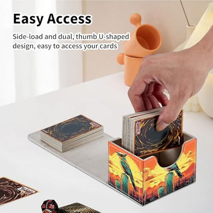 Stylish MTG Deck Box for 110+ Cards, Magnetic Commander Deck Case with Bonus Game Card Pouch, Durable Storage for TCG and Sleeved Magic Cards, Artistic Bird - color: Artistic Bird