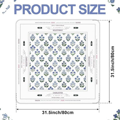 Tegeme Mahjong Mat Flower 31.5" X 31.5" Anti Slip Game Table Cover | Noise Reduction for Quiet Play, Chinoiserie Floral Design, Non Slip Backing Secures Mat, For Mah Jong Card Tile Games - size: 31.5" X 31.5", style: Flower