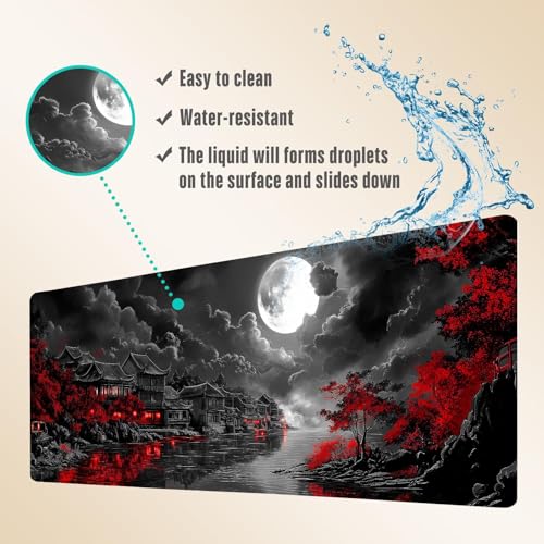 Extended Gaming Mouse Pad, Large Mouse Mat 3 mm Nature Rubber Base Mousepad with Stitched Edges, Non-Slip Desk Mat for Office Home Great Gift 31.5x11.8 Inch (Dark Canyon 6) - color: Dark Canyon 6