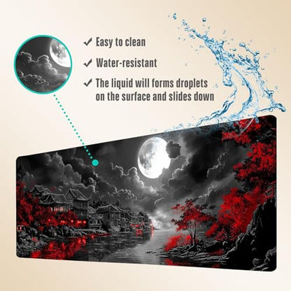 Extended Gaming Mouse Pad, Large Mouse Mat 3 mm Nature Rubber Base Mousepad with Stitched Edges, Non-Slip Desk Mat for Office Home Great Gift 31.5x11.8 Inch (Dark Canyon 6) - color: Dark Canyon 6