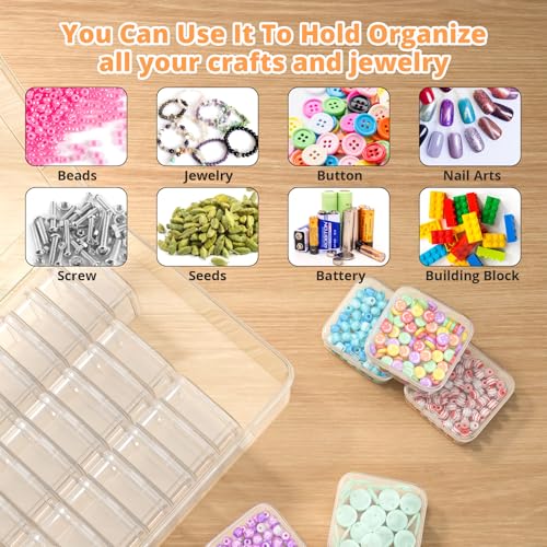 Mathtoxyz Bead Organizer Box, 90Pcs Small Bead Organizers and Storage Plastic Cases Mini Clear Bead Storage Containers Boxes with Hinged Lid and Rectangle for Bracelet Making DIY Jewelry Craft Nail - size: Clear - 3P