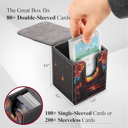 Card Deck Box for MTG Card Storage Box Holds 100 Plus Single Sleeved Cards with Trading Cards Games TCG Yugioh etc.(Scarlet Red) - color: Scarlet Red