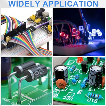 Electronic Component Kit, 1628 Pcs DIY Electronics Kit with LED Diodes, Diodes, Metal Film Resistors, Electrolytic Capacitor, Transistors, Ceramic Capacitors, Dupont Wire, PCB Board, Breadboard - style: 1628 Pcs