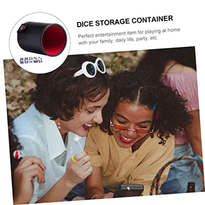 Vaguelly 1Set Leather Dice Storage Cup with Double Layer Lids Professional Dice Container for Games Includes Dice Cup and Balanced Dices Compact PU Leather Design for Easy Travel