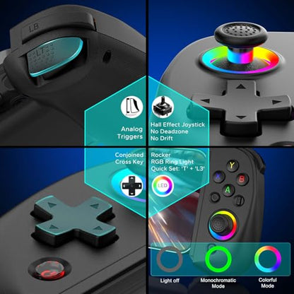 Joso Mobile Gaming Controller for iPhone/iPad/Tablet, Android Wireless Controller with Hall Effects Joysticks, Support PC/Switch, Play Cloud Games/PS Remote Play/COD/Genshin Impact & More - Black - color: Black
