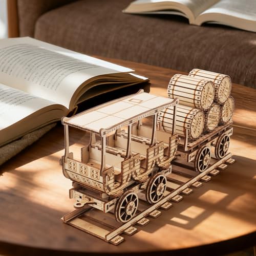 3D Wooden Puzzles Wine Truck DIY Model Kits | For Adults, Brainteaser, Christmas Gift - style: Wine Truck