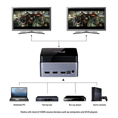 SIIG Premium 1x2 HDMI Splitter 4K 60HZ HDR with EDID - 18Gbps - HDMI 2.0 - HDCP 2.2 - Aluminum Housing - 3D, 4:4:4, UHD 2 port, 1 in and 2 out | Send one 4K60 HDMI source to two displays; EDID, HDR and 18Gbps bandwidth help maintain stable video compatibi