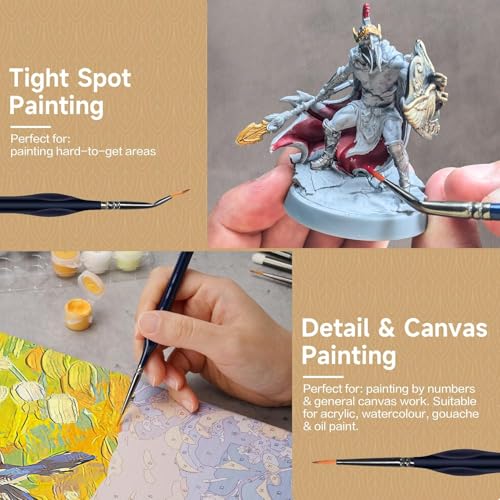 22pc Miniature Paint Brushes & Brush Case, Model Paint Brushes & Drybrush | Paintbrushes For Acrylic Paint, Brush Case, Miniature Brushes, Dry Brush Set, Paint By Numbers Brushes, Model Paintbrush Set