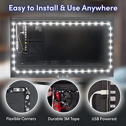 Luminoodle Bias Lighting, Backlight Kit for Monitors up to 24" - USB LED Light Strip - Computer Monitor Backlight - True White Adhesive Strip - White - Small (<24" TV) - size: White: Small (<24 in TV)