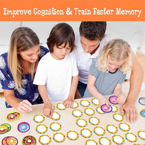 Hebayy 52 PCS Donut Matching Game, 26 Designs Dessert Cards Engaging Food Memory Game, Educational Learning Toys for Preschool 4 5 6 Years Old - style: Donut