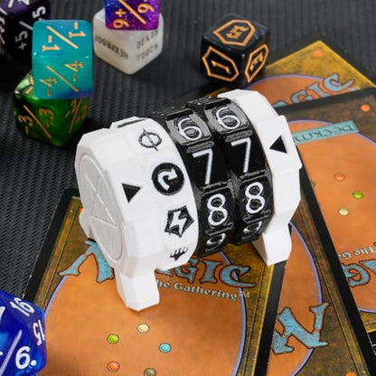 MTG Life Counter Wheel Health Tracker Gradient Game Counter for Board Game Compatible Table top Games with Magic Card Game Accessories CCG Creature Stats (White with Black) - color: White With Black