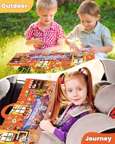 Walenced Reusable Sticker Book for Toddlers, Travel Stickers for Kids, Toddler Craft Activities Toys, Birthday Gifts for Boys & Girls - style: Thanksgiving