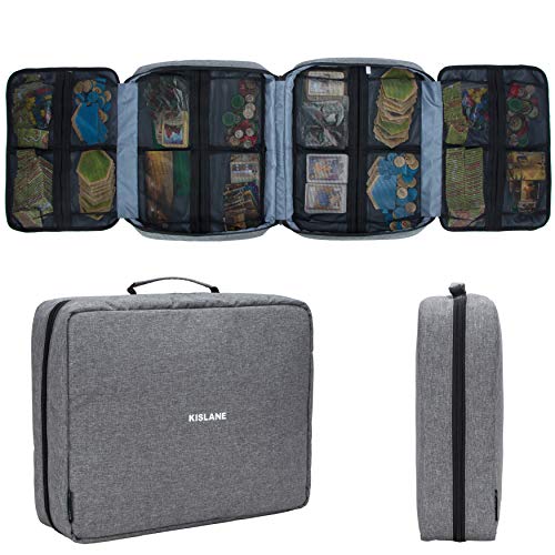 Board Game Carrying Case with 18 Pockets for Board Games, Pieces, Tokens, Cards and More, Expandable Board Game Storage Solution for Travel, Party, Gathering