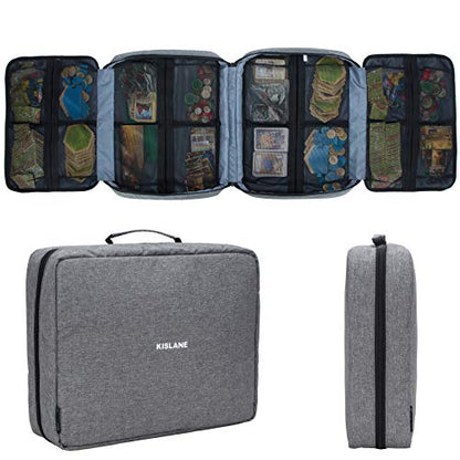 Board Game Carrying Case with 18 Pockets for Board Games, Pieces, Tokens, Cards and More, Expandable Board Game Storage Solution for Travel, Party, Gathering