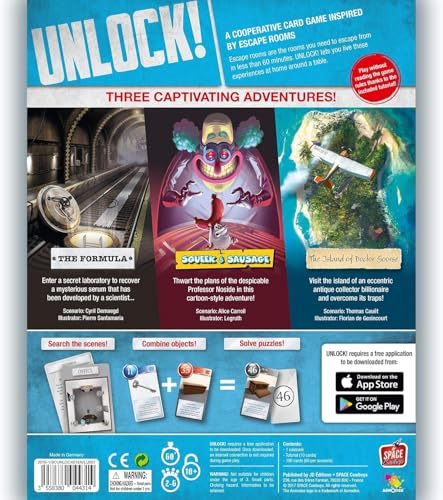UNLOCK! Escape Adventures Card Game - Escape Room-Inspired Cooperative Adventure, Fun Family Game for Kids and Adults, Ages 10+, 1-6 Players, 1 Hour Playtime, Made by Space Cowboys