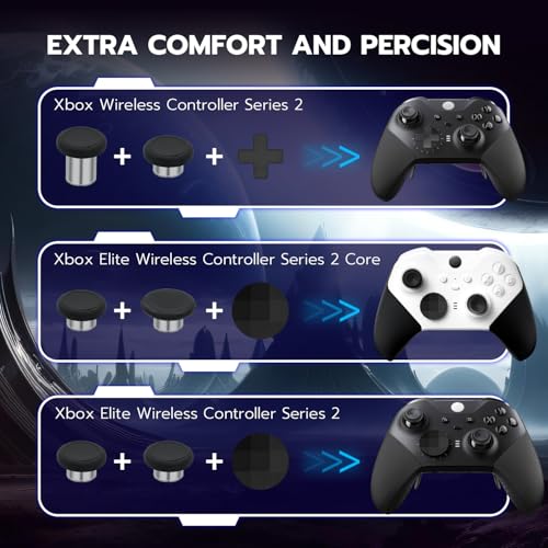 Mcbazel 13-in-1 Metal Thumbsticks Joysticks for Xbox Elite Series 2, Elite Series 2 Controller Accessories with 6 Swap Joysticks, 4 Trigger Paddles, 2 D-Pads, 1 Tool, 1 Carry Case - Black