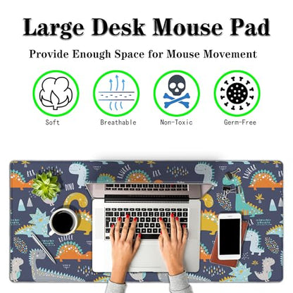 Computer Desk Mat Yellow, Gaming Mouse Pads Desk Mouse Pad, Desktop Computer Mat Non-Slip Rubber Base Waterproof with Stitched Edges, 35.4 X 15.7 inch for Work/Game/Office/Home Dinosaur - color: Dinosaur