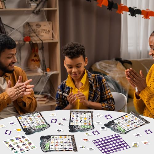39 Pcs Halloween Party Bingo Game for Adults Kids 24 Players Tomb Shaped Bingo Game Card with Rewards Stickers for Families Friends Students Large Group Gathering Activities Boo Spooky Party Favors - style: Halloween Tomb