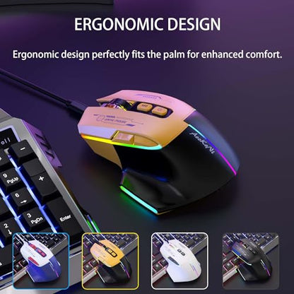 Wireless Mouse，Rechargeable Mouse, Ergonomic Mouse with 4 Adjustable DPI up to 2400, RGB Breathing Lights, Compatible with Laptop, Chromebook, PC, Desktop, Mac, Notebook (Yellow)