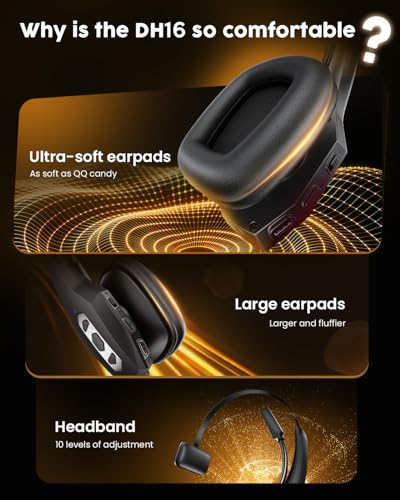 Trucker Bluetooth Headset with Charging Base, Wireless Hands-Free Headset with Noise Canceling Mic & Mute Button, 56Hrs Working Time PC Headsets for Cell Phones, Computer, Truck Driver - color: BLACK