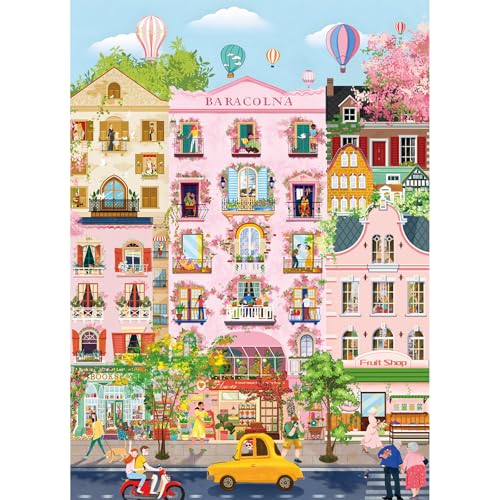 Romantic Street Scene Jigsaw Puzzles for Adults 1000 Pieces, Interlock Perfectly No Dust, Impossible Difficult Hard Fun 1000 Piece Jigsaw Puzzles for Adults-1:1 Poster - color: Dream Street