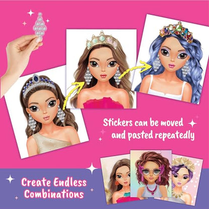 Jewelry Sticker Book for Girls 2 Pack 250+ Stickers | Reusable fashion stickers let kids mix and match dress-up looks and create DIY jewelry designs across two activity books - color: Multipack - 2pcs Stylish Jewelry