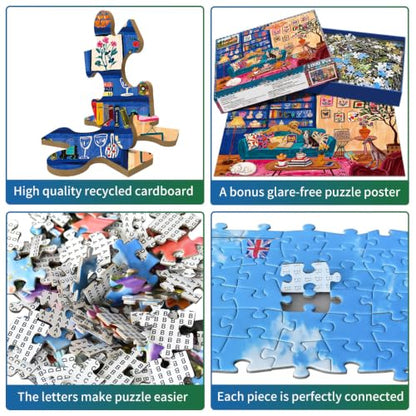 Jigsaw Puzzles for Adults 1000 Piece Puzzle for Adults 1000 Pieces Puzzle 1000 Pieces-Colorful Bohemian Pet Living Room