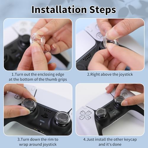 PERFECTSIGHT Liquid SiliconeThumb Grip Caps for Switch 2 2025, PS5, PS4, Xbox Series X/S, Xbox One, Switch PRO Controller, 4PCS Soft Analog Thumbsticks Grips Joystick Cover Set (Clear) - color: Clear