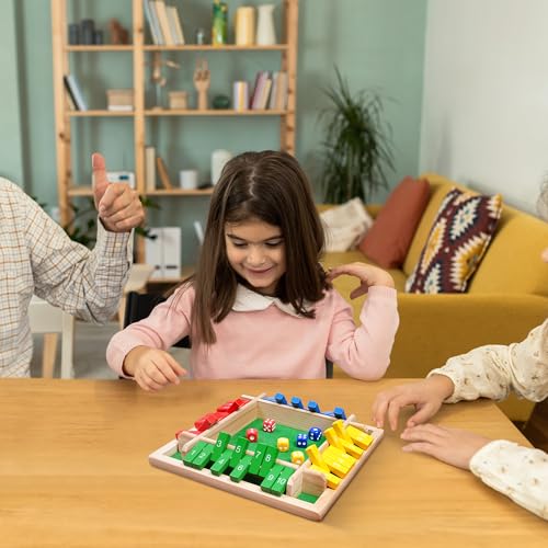 Shut The Box Dice Game – Travel Size 4 Player Wooden Board | Classic Strategy Board Game For Kids & Adults. Fun For Family, Classroom, Home, Party, Pub. Great Travel Size Tabletop Game