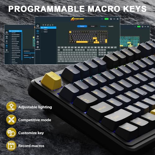 ATTACK SHARK X98 Wireless Mechanical Keyboard,Tri-Mode BT5.0/2.4GHz/USB-C Hot-Swappable,Gasket Mount with Pre-lubed Linear Switches,PBT Keycaps,RGB Backlit Gaming Keyboard for PC/Tablet/PS5/Xbox - color: Starry Black