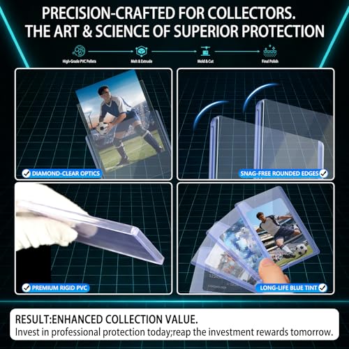 DEDC 100 Top Loaders Thick Card Load Holder Storage for Trading Cards Sports Sleeves 3" x 4" Hard Plastic 130 Pt Protective Toploaders Rigid Memorabilia Collectibles - size: 130pt