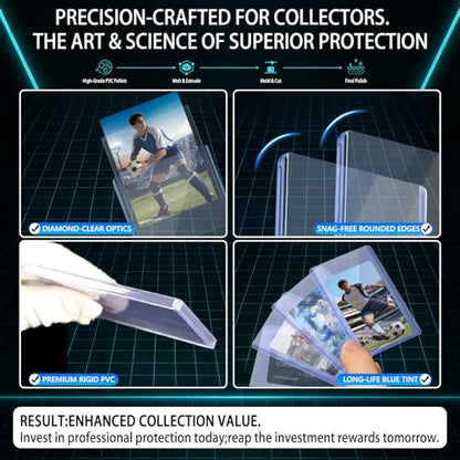 DEDC 200 Top Loaders Card Load Holder Storage for Trading Cards Sports Soft Penny Sleeves Hard Plastic 35 Point Protective 3" x 4" Toploaders Rigid Collectibles - size: 35pt