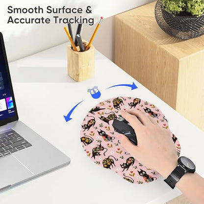 Ergonomic Mouse Pad with Wrist Support,Non-Slip Rubber Base for Computer Laptop & Mac,Lightweight Rest for Home,Office & Travel (Flowers Cats) - color: Flowers Cats