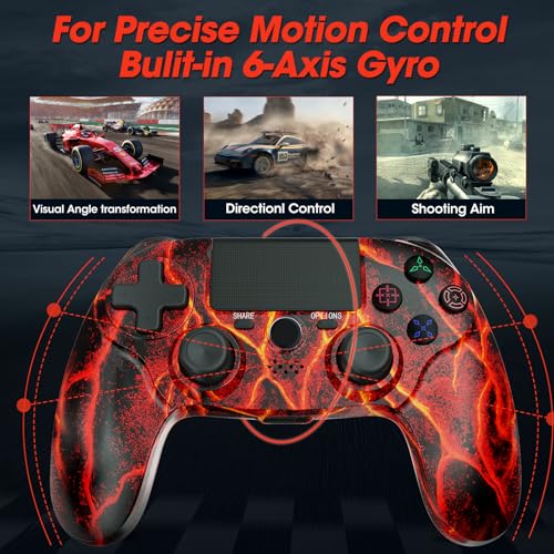 citnh Wireless Controller for PS4,compatible with ps4/slim/pro and windows pc 6-Axis Gyro/Multi Touch Pad/3.5mm Audio Jack/800mAh Battery and Speaker (Magma Red) - color: Red