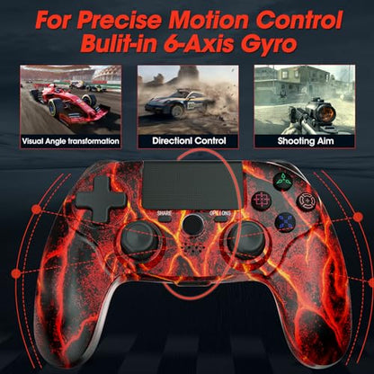 citnh Wireless Controller for PS4,compatible with ps4/slim/pro and windows pc 6-Axis Gyro/Multi Touch Pad/3.5mm Audio Jack/800mAh Battery and Speaker (Magma Red) - color: Red