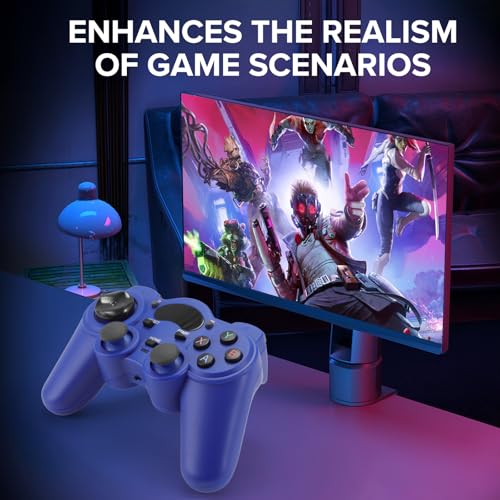 RARELEMON Wireless Gamepad for PC Laptop Android Steam – Blue USB & Bluetooth Game Controller with Phone Mount Compatible with Windows 7/10 Steam Deck Switch via Adapter Android TV Box & OTG