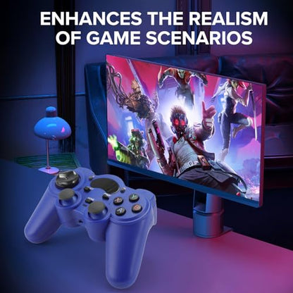 RARELEMON Wireless Gamepad for PC Laptop Android Steam – Blue USB & Bluetooth Game Controller with Phone Mount Compatible with Windows 7/10 Steam Deck Switch via Adapter Android TV Box & OTG
