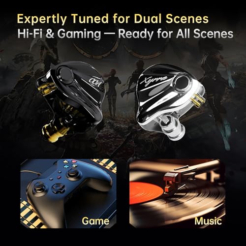 CCA Xyrra Dual Driver in-Ear Monitor Headphones,1DD+1BD HiFi IEM Earphones,Wired Gaming Earbuds for Gamers Musicians - color: Black, style: Without Mic,3.5mm