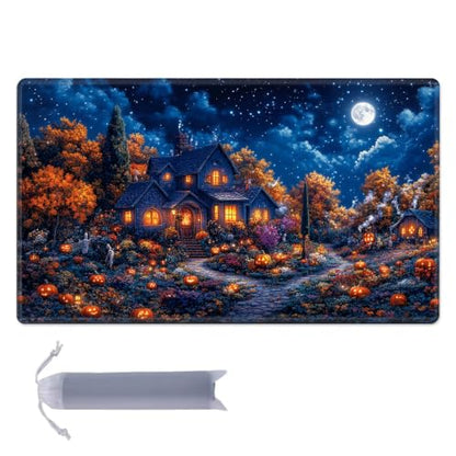 for MTG Playmat, Custom Trading Card Game Mat 27.6 x 15.7 in | Autumnal Pumpkin Grove Premium Non-Slip Rubber Base, Water-Resistant & Stitched Edges, Personalized High-Definition Art - color: Autumnal Pumpkin Grove, size: 28" x 16" Regular
